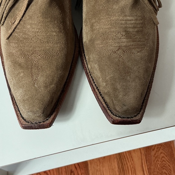J.B. Dillon Fringe Suede Ankle Booties - Tan - Picture 12 of 12